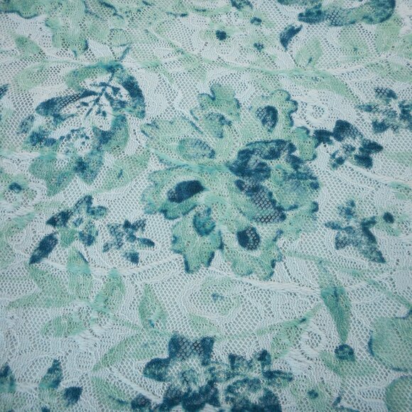 CJ Banks Womens Plus size 1X Teal Floral Top with Lace Overlay 3/4 Sleeve Blouse - Picture 7 of 10